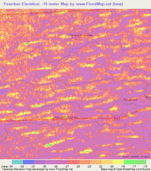 Yeserken,Kazakhstan Elevation Map