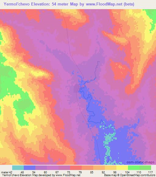 Yermol'chevo,Kazakhstan Elevation Map