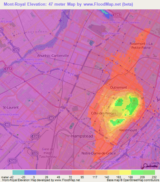 Mont-Royal,Canada Elevation Map