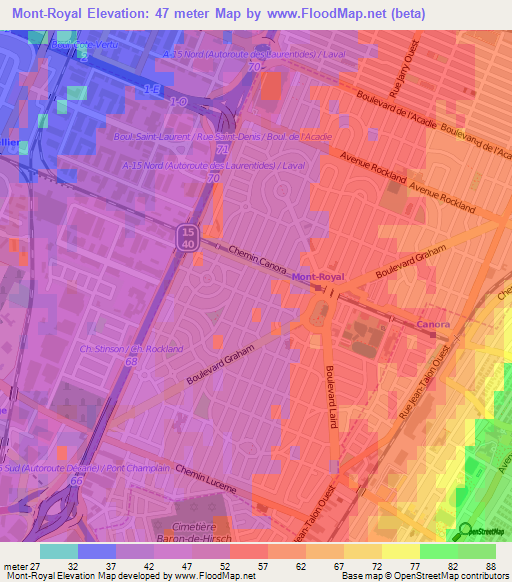 Mont-Royal,Canada Elevation Map