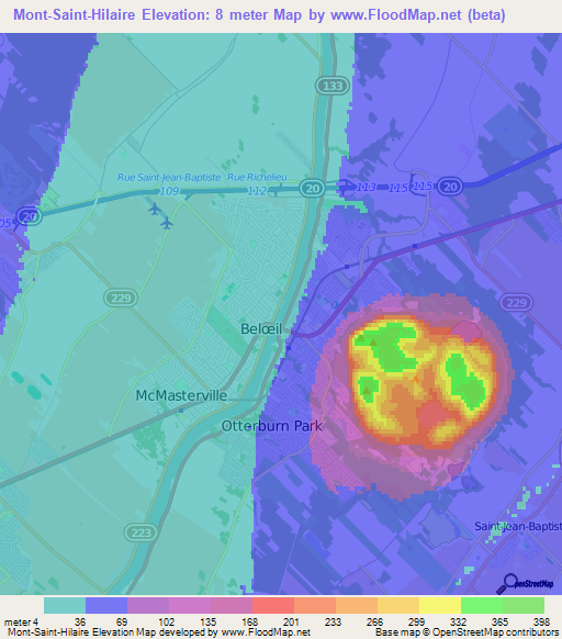 Mont-Saint-Hilaire,Canada Elevation Map