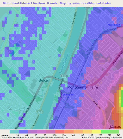 Mont-Saint-Hilaire,Canada Elevation Map