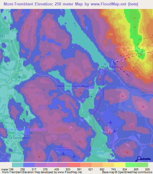 Mont-Tremblant,Canada Elevation Map