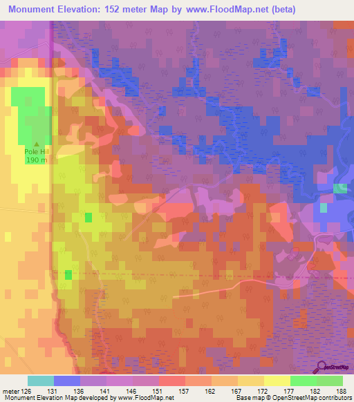 Monument,Canada Elevation Map