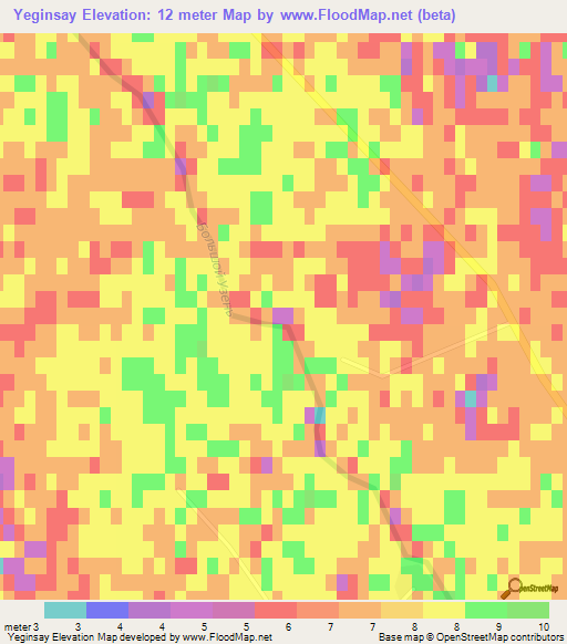Yeginsay,Kazakhstan Elevation Map