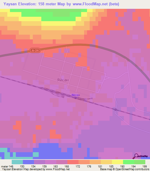 Yaysan,Kazakhstan Elevation Map
