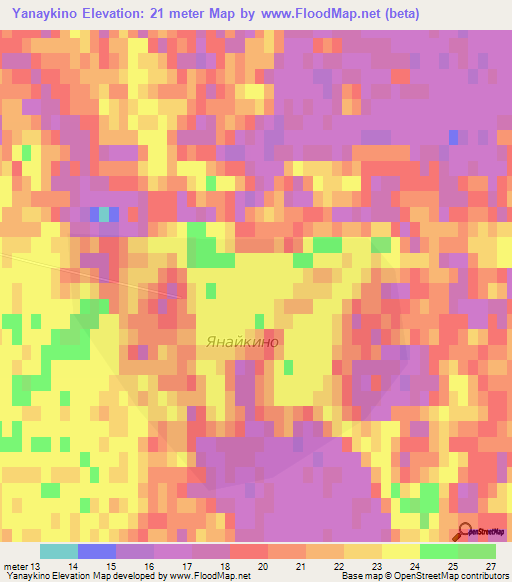 Yanaykino,Kazakhstan Elevation Map