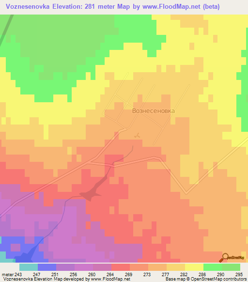Voznesenovka,Kazakhstan Elevation Map