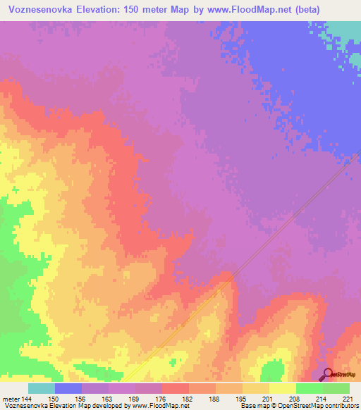 Voznesenovka,Kazakhstan Elevation Map