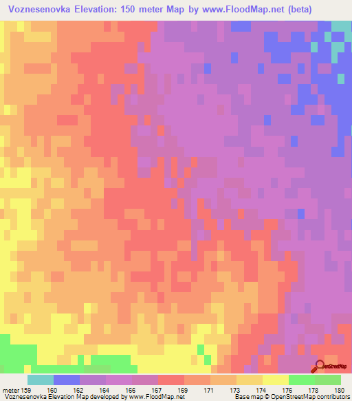 Voznesenovka,Kazakhstan Elevation Map