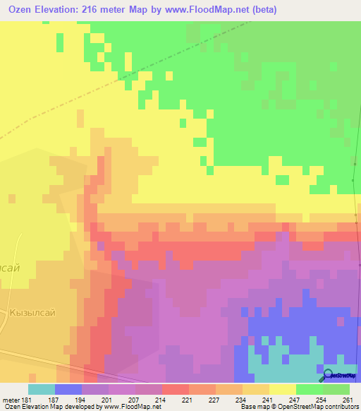Ozen,Kazakhstan Elevation Map