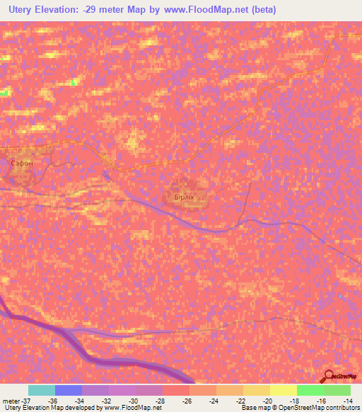 Utery,Kazakhstan Elevation Map