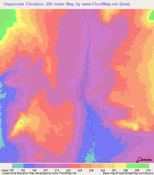 Uspenovka,Kazakhstan Elevation Map