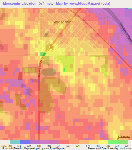 Elevation of Moosomin,Canada Elevation Map, Topography, Contour
