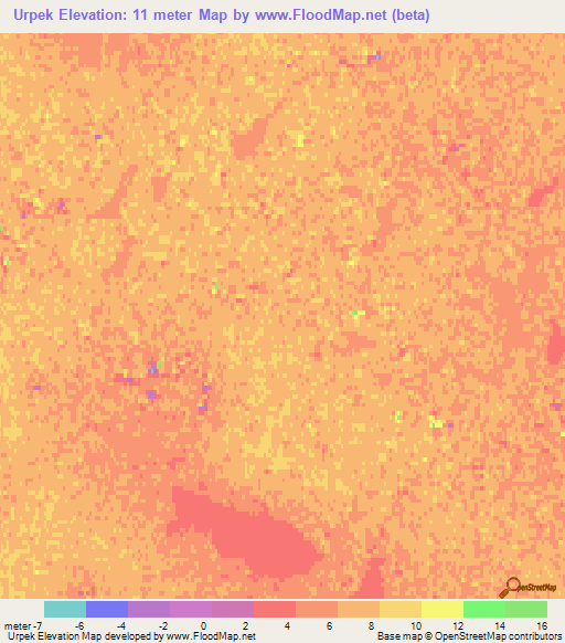 Urpek,Kazakhstan Elevation Map