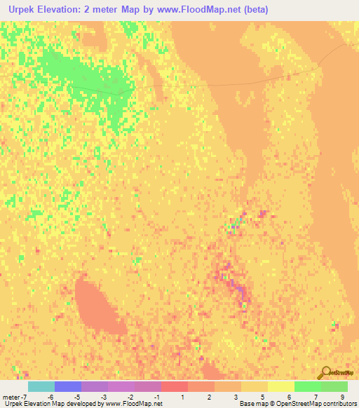 Urpek,Kazakhstan Elevation Map