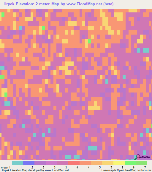 Urpek,Kazakhstan Elevation Map