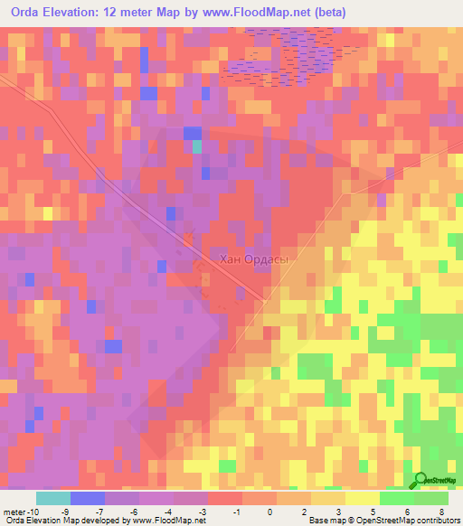 Orda,Kazakhstan Elevation Map