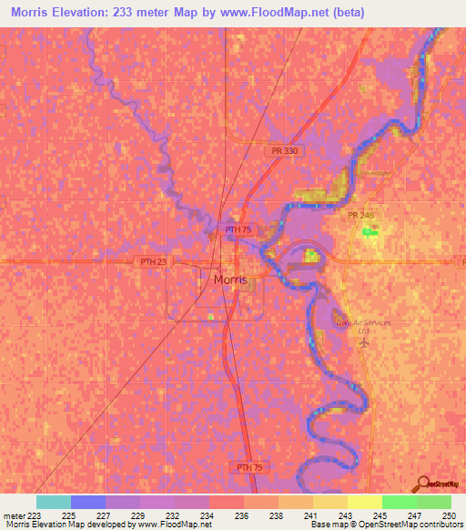 Morris,Canada Elevation Map