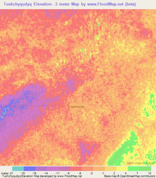 Tushchyqudyq,Kazakhstan Elevation Map