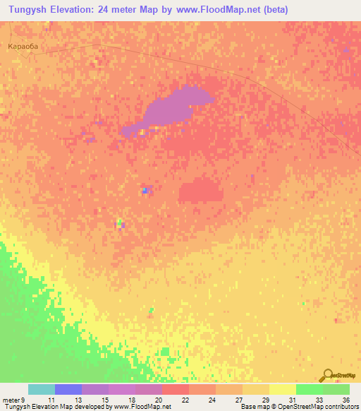 Tungysh,Kazakhstan Elevation Map