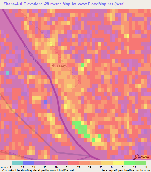 Zhana-Aul,Kazakhstan Elevation Map