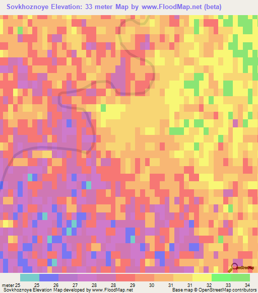 Sovkhoznoye,Kazakhstan Elevation Map