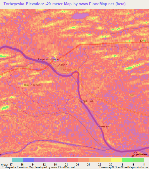 Torbeyevka,Kazakhstan Elevation Map