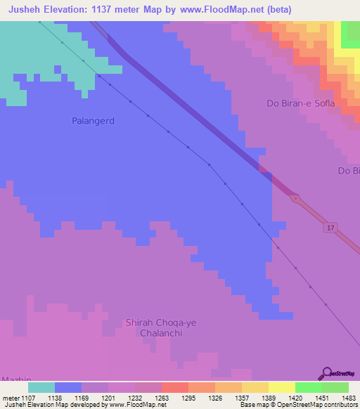 Jusheh,Iran Elevation Map