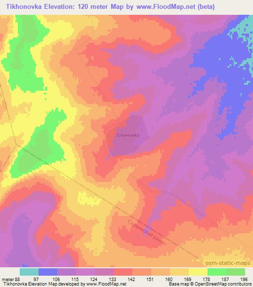 Tikhonovka,Kazakhstan Elevation Map