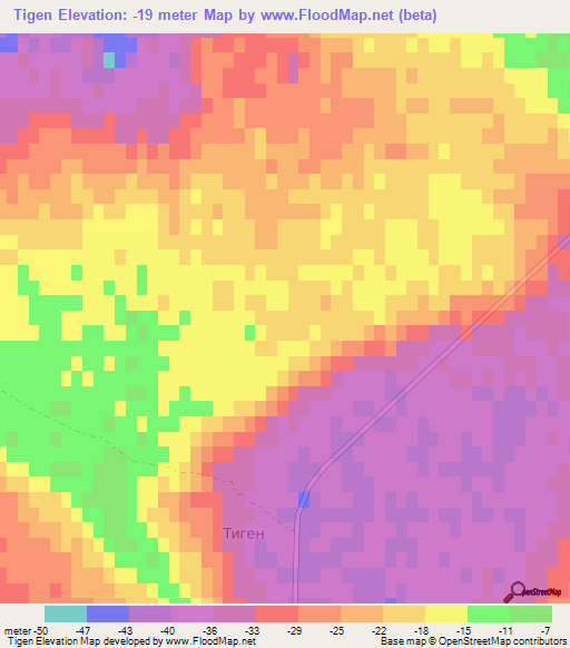 Tigen,Kazakhstan Elevation Map
