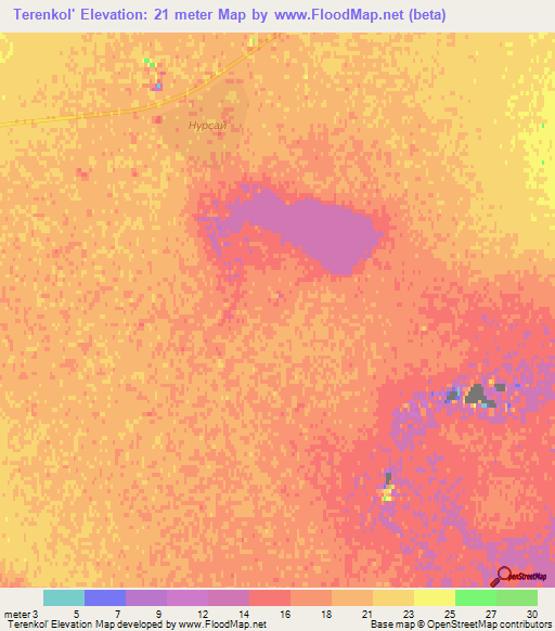 Terenkol',Kazakhstan Elevation Map