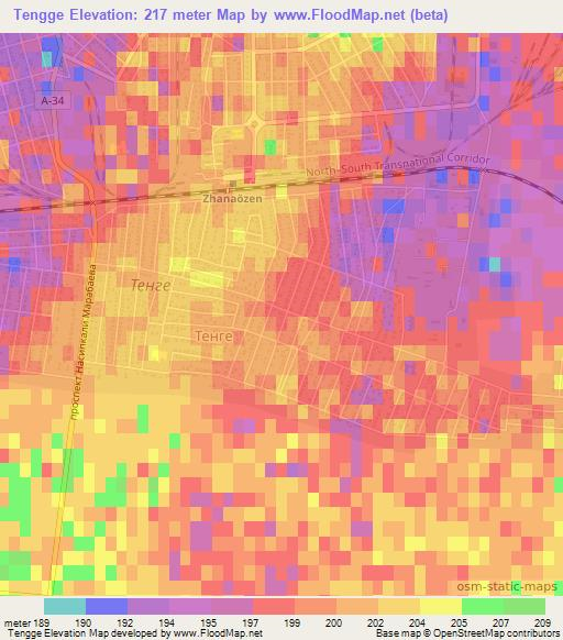 Tengge,Kazakhstan Elevation Map