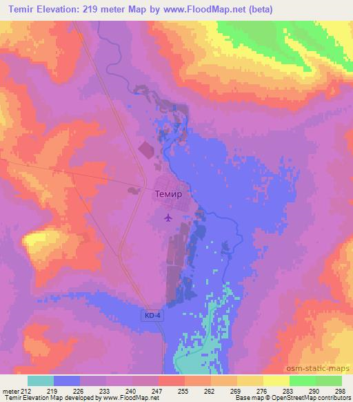 Temir,Kazakhstan Elevation Map