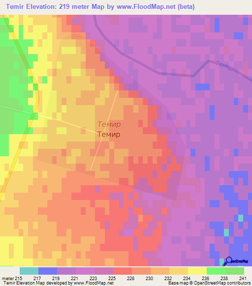 Temir,Kazakhstan Elevation Map