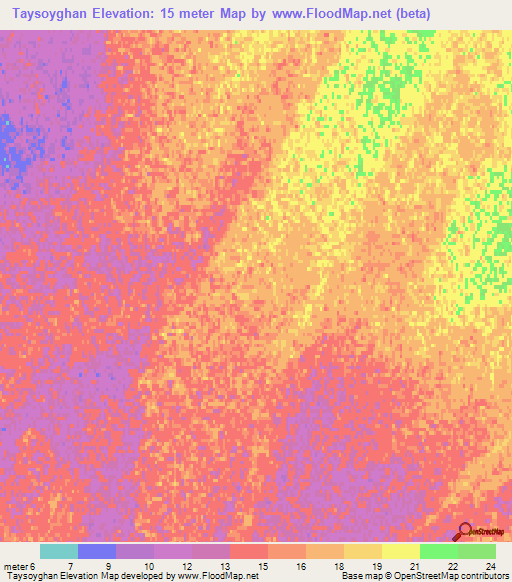 Taysoyghan,Kazakhstan Elevation Map