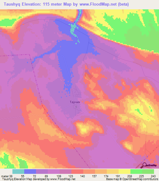 Taushyq,Kazakhstan Elevation Map