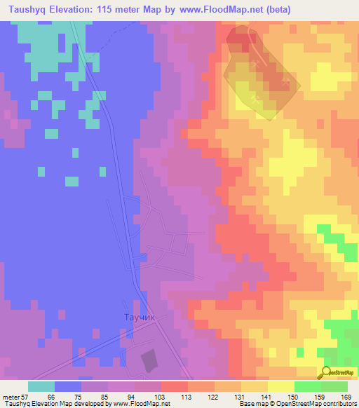 Taushyq,Kazakhstan Elevation Map