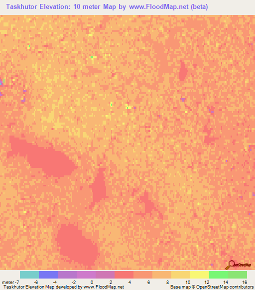Taskhutor,Kazakhstan Elevation Map