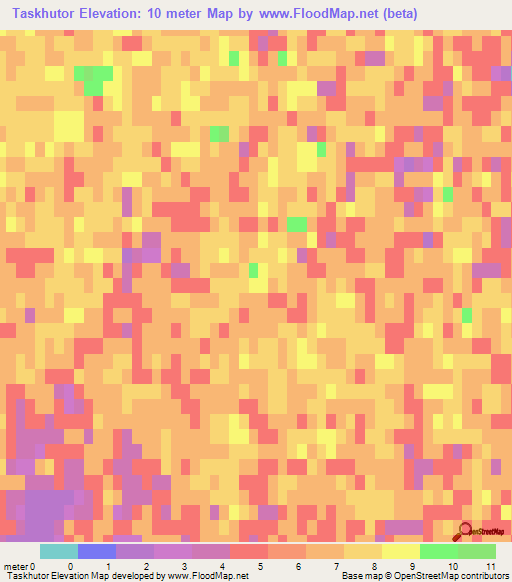 Taskhutor,Kazakhstan Elevation Map