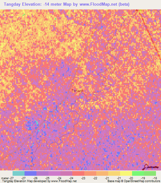 Tangday,Kazakhstan Elevation Map