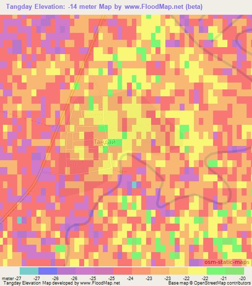 Tangday,Kazakhstan Elevation Map