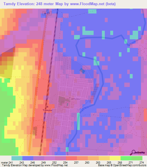Tamdy,Kazakhstan Elevation Map