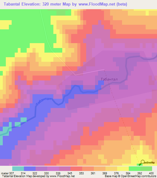 Tabantal,Kazakhstan Elevation Map