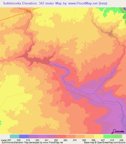 Sukhinovka,Kazakhstan Elevation Map