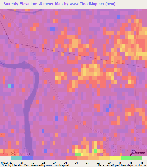 Starchiy,Kazakhstan Elevation Map