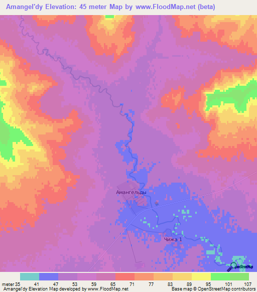 Amangel'dy,Kazakhstan Elevation Map
