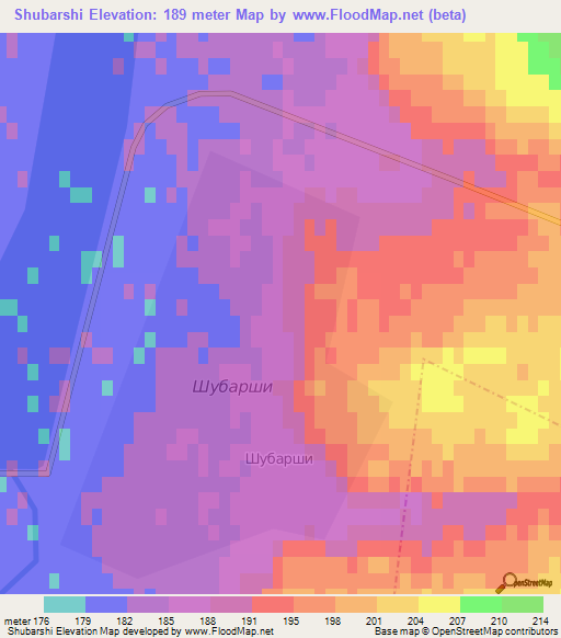 Shubarshi,Kazakhstan Elevation Map