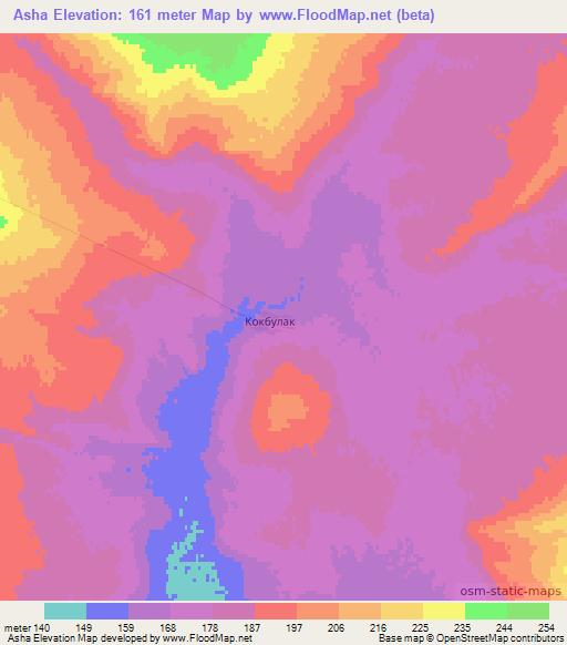 Asha,Kazakhstan Elevation Map