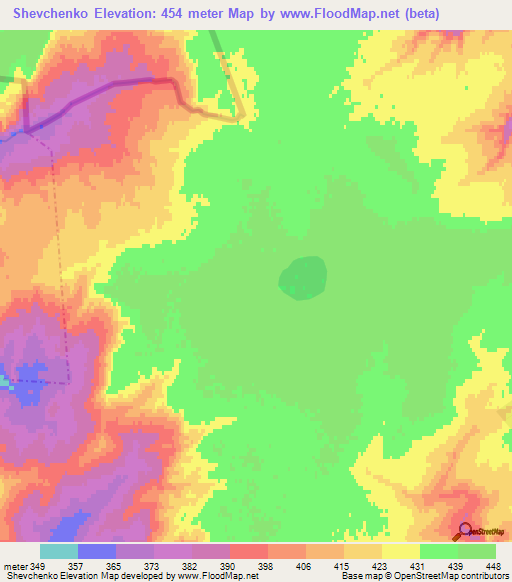 Shevchenko,Kazakhstan Elevation Map